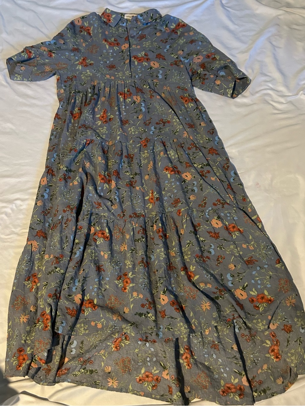 NATURAL LIFE Blue Floral Collared Button-Front Midi Dress - Picture 6 of 12